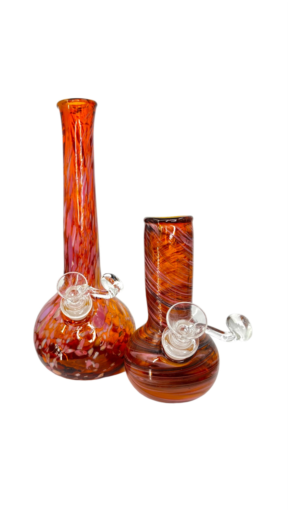 Buy Bong Special #148 – Amber Bubble Bong Set with Pink Swirl Design