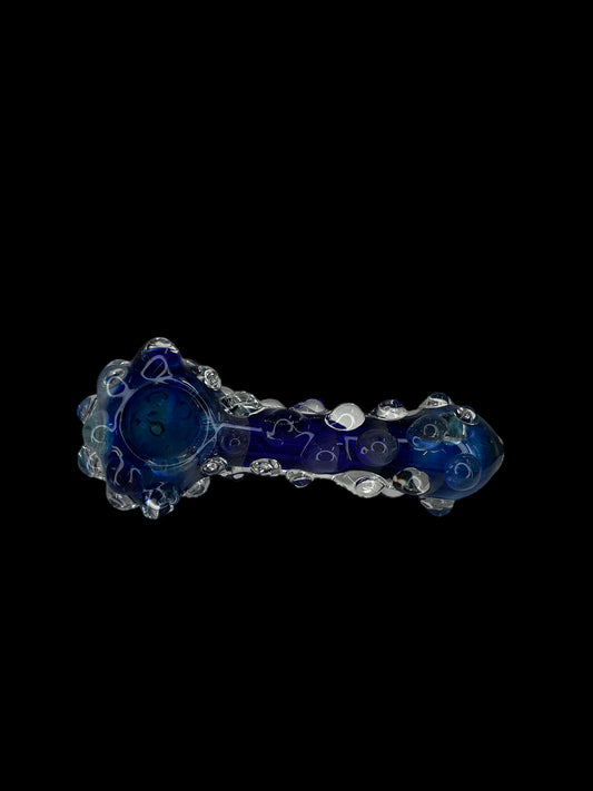 5" Bubbled Glass Pipe- Blue